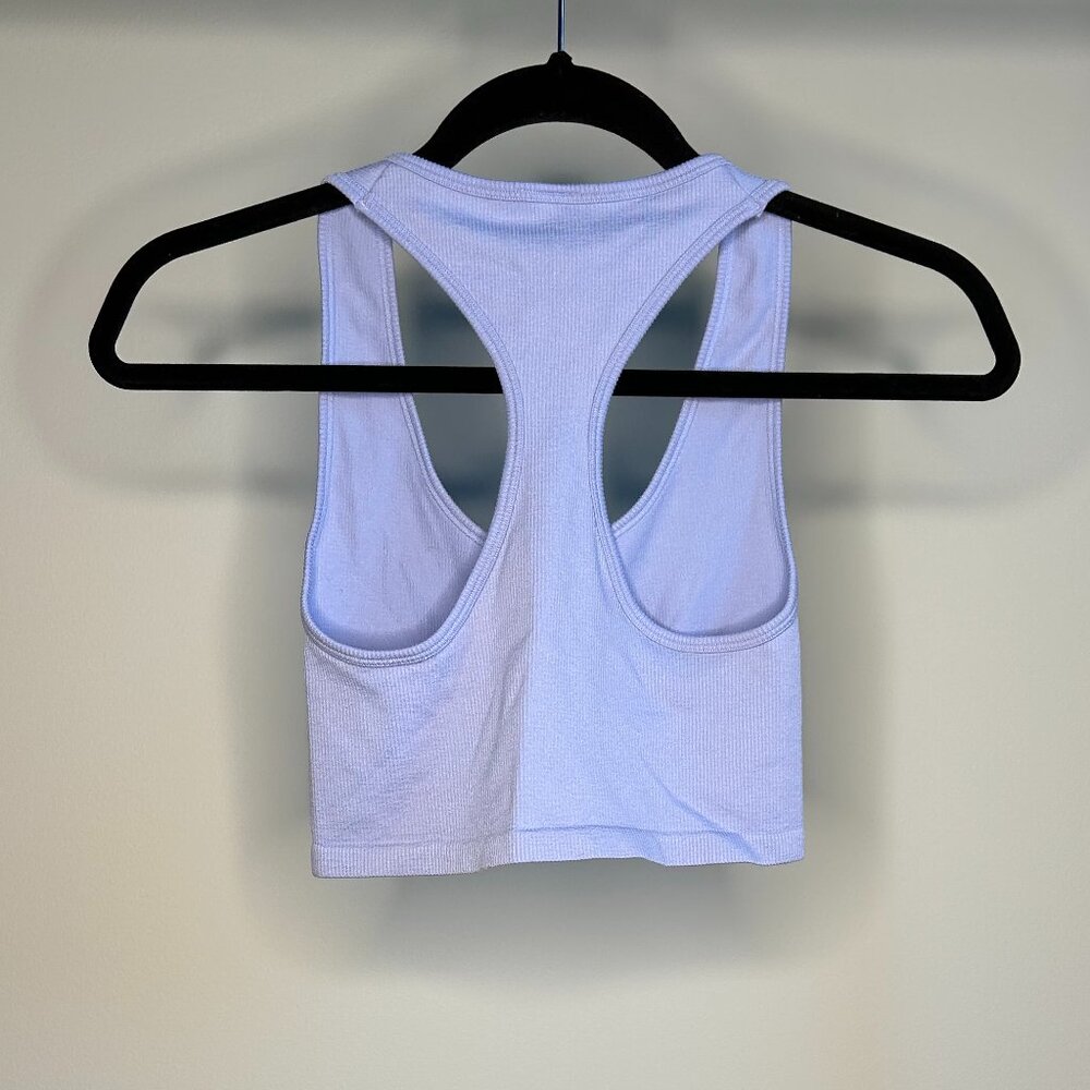 Forever 21 Periwinkle Purple Ribbed Razor Back Tank Top With Button Front Top - Picture 2 of 5